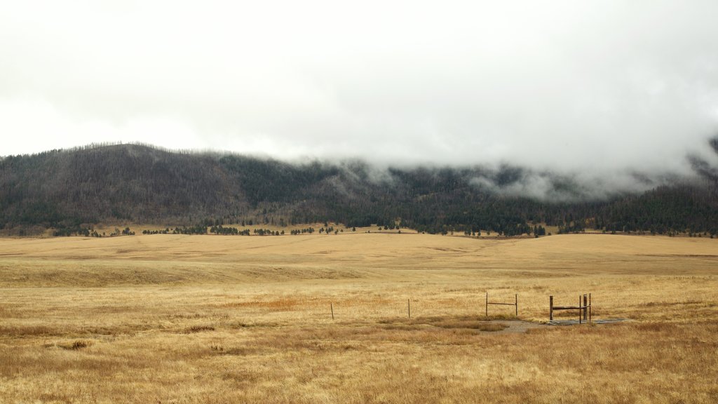 Jemez Springs inclusief akkerland en mist of nevel