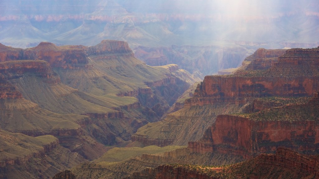 Bright Angel Trailhead featuring tranquil scenes and mountains