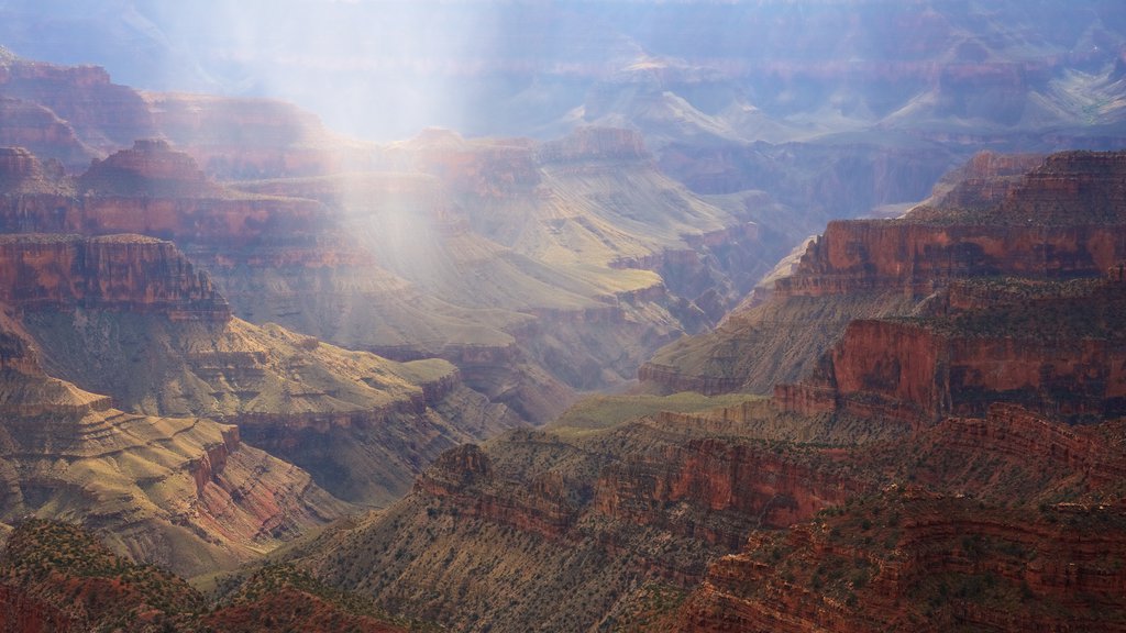 Bright Angel Trailhead which includes tranquil scenes and a gorge or canyon