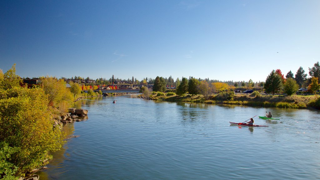 Old Mill District showing kayaking or canoeing and a river or creek