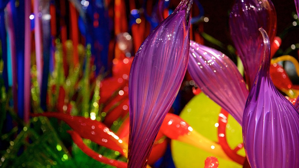 Chihuly Garden and Glass which includes art and interior views