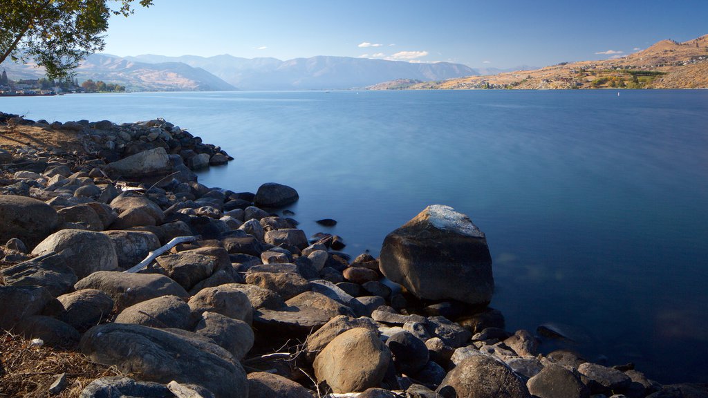 Lake Chelan som visar stillsam natur och en sjö eller ett vattenhål