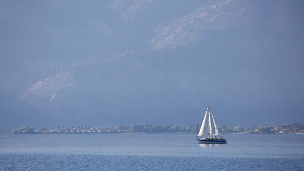 Lake Chelan mostrando paisagens litorâneas e vela