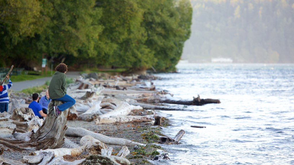 Point Defiance Park featuring a pebble beach, a bay or harbour and general coastal views