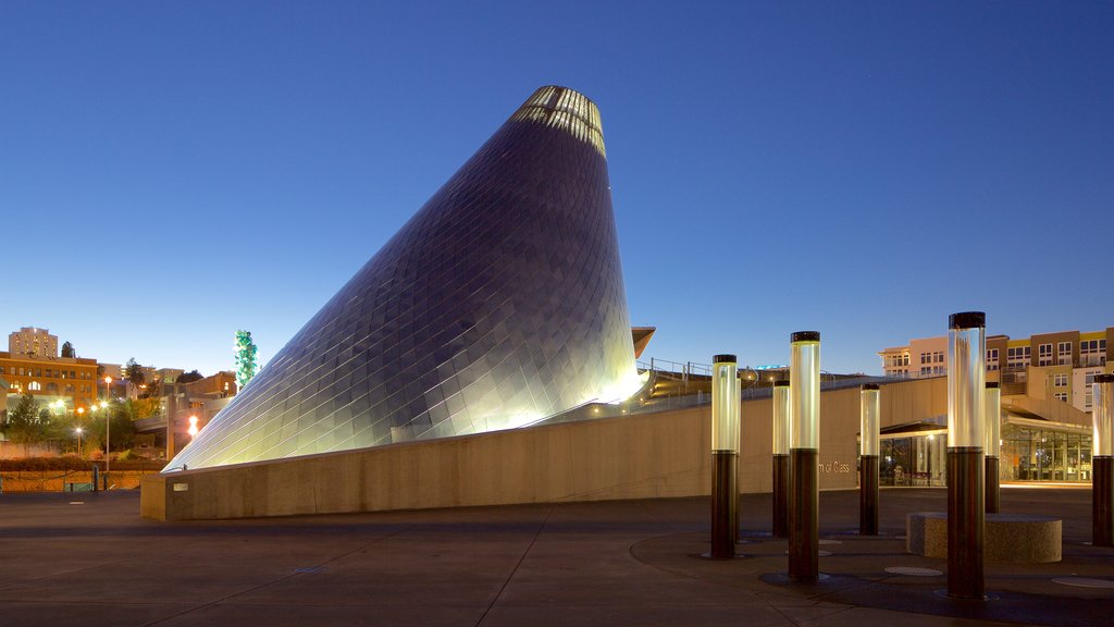 Museum of Glass which includes modern architecture and night scenes