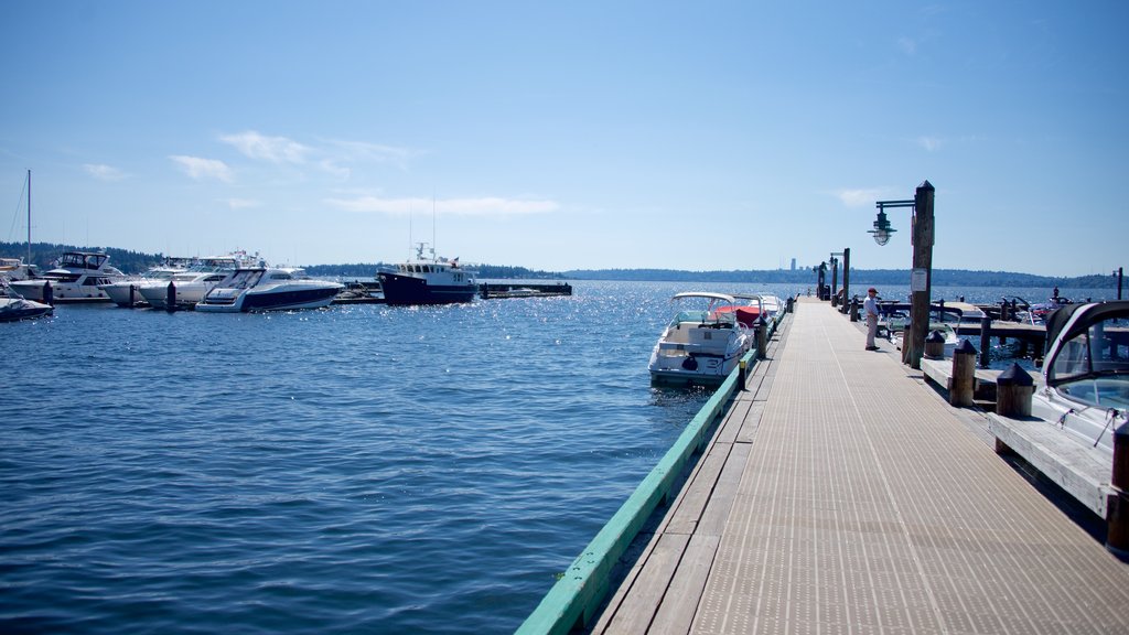 Marina Park showing a marina and a bay or harbor