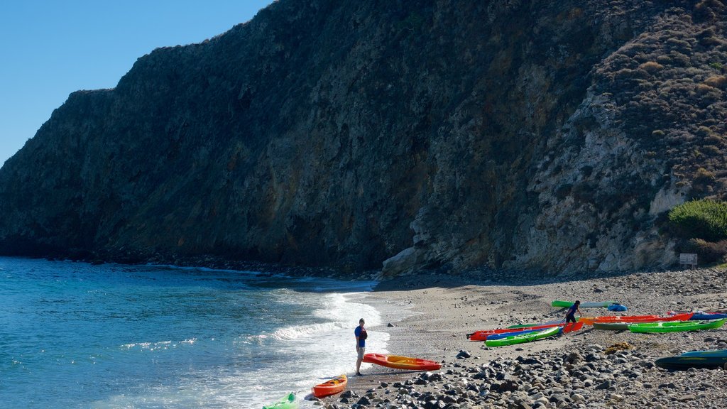 Crique Smugglers Cove montrant une plage de galets, côte escarpée et paysages côtiers