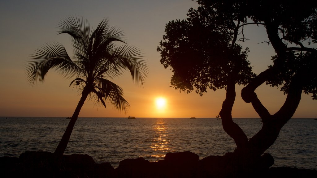 Kailua-Kona featuring a sunset