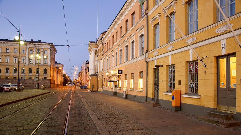 Senate Square showing night scenes and a square or plaza