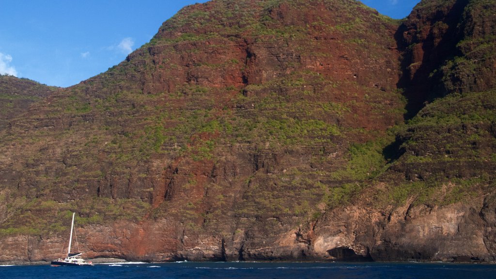 Isla de Kauai que incluye un barranco o cañón, imágenes de una isla y vistas generales de la costa