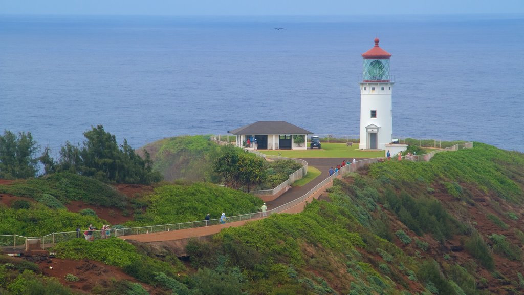 Princeville which includes general coastal views and a lighthouse