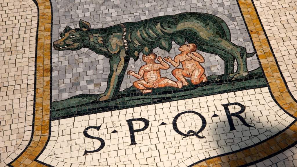 Galleria Vittorio Emanuele II som viser udendørs kunst, et monument og skiltning