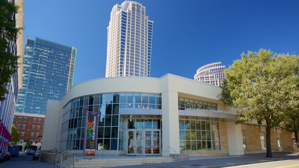 Levine Museum of the New South showing a skyscraper and a city