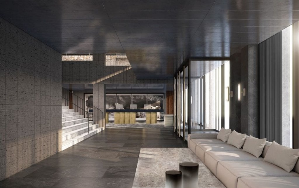 concrete interior decor of at six hotel in Stockholm