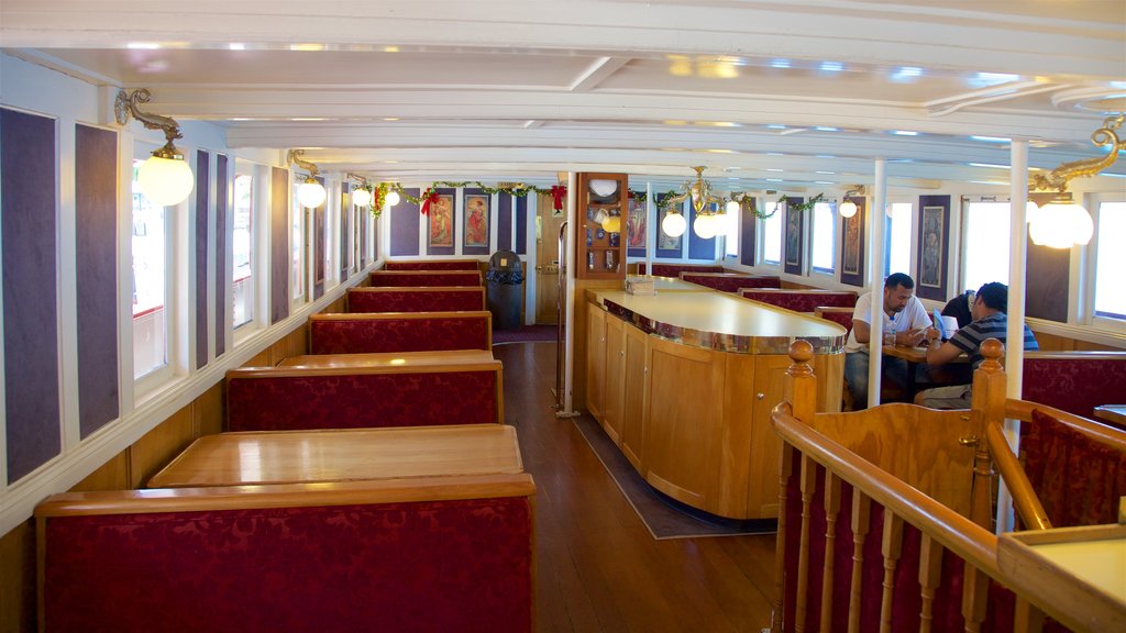 TSS Earnslaw Steamship which includes dining out and interior views as well as a small group of people