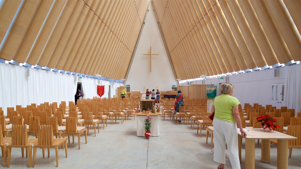 Christchurch que inclui uma igreja ou catedral e aspectos religiosos assim como uma mulher sozinha