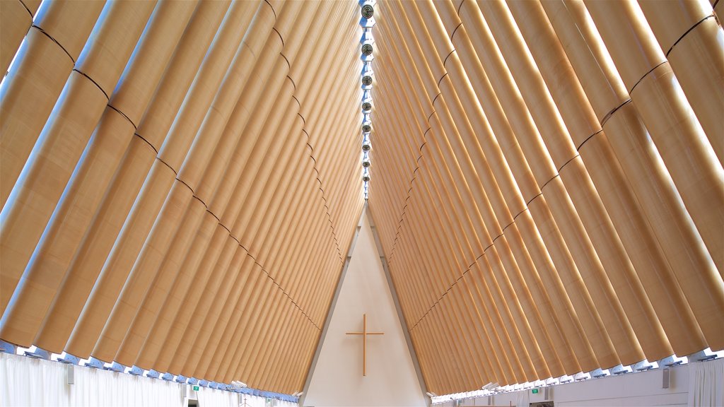 Cardboard Cathedral which includes interior views and a church or cathedral