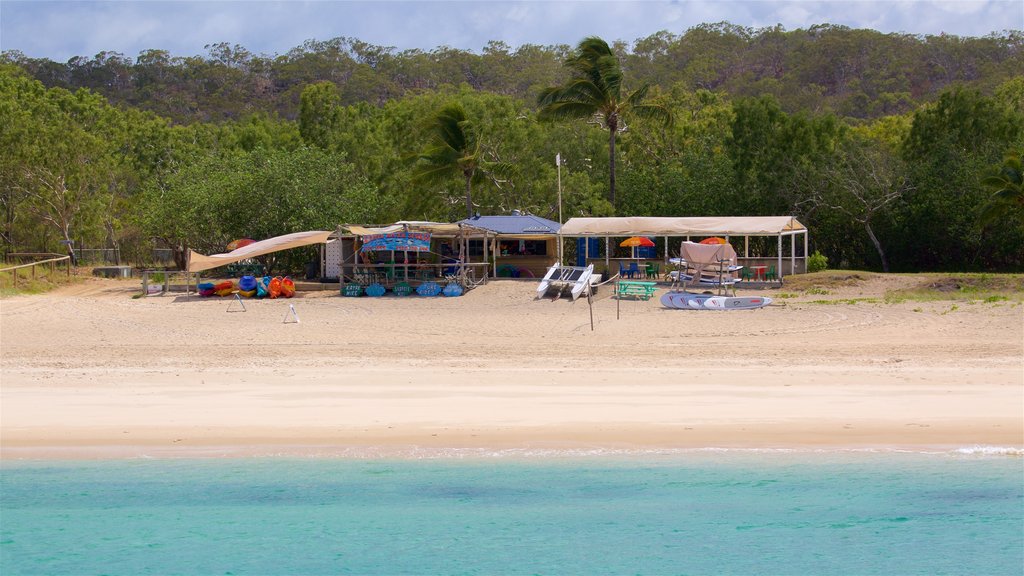 Strand van Great Keppel toont een zandstrand