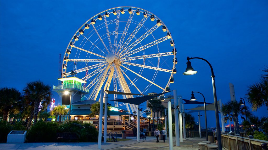 Myrtle Beach Boardwalk showing night scenes