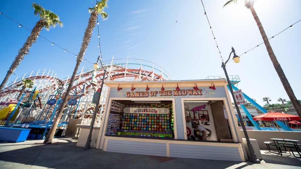 Belmont Park which includes rides and signage