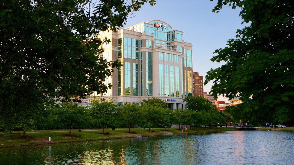 Huntsville showing central business district and a river or creek