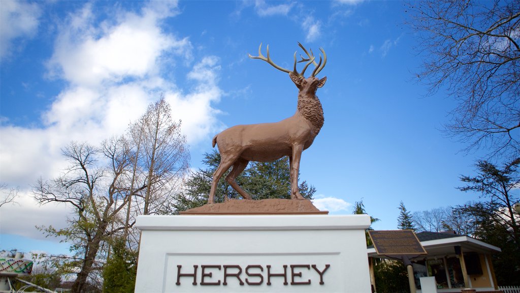 Hersheypark som viser karusell og skilt