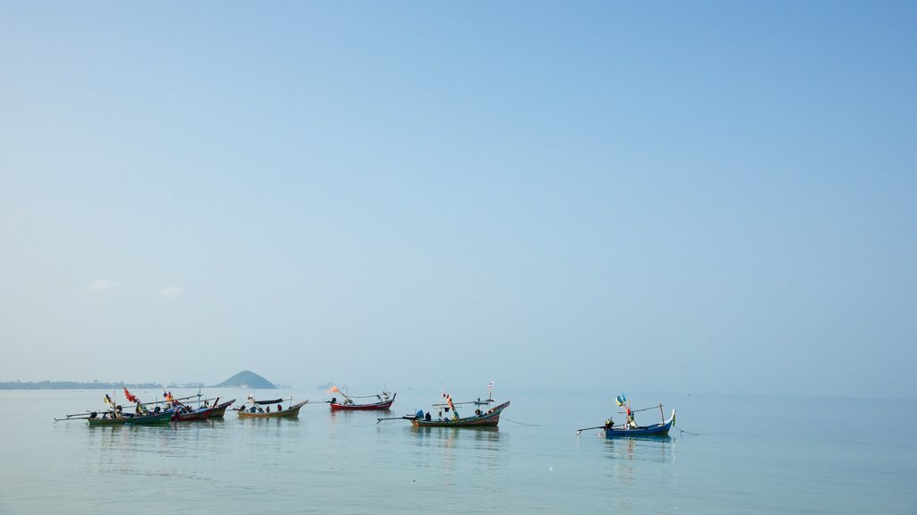 Nathon Pier which includes boating and a bay or harbor