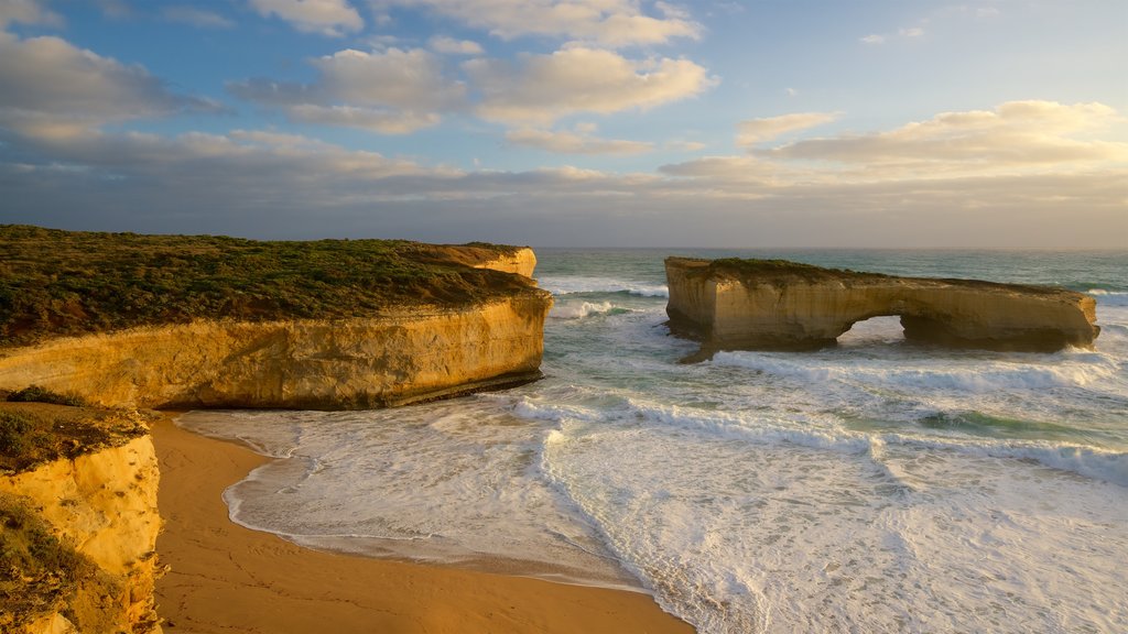 Victoria showing general coastal views, rugged coastline and a sunset