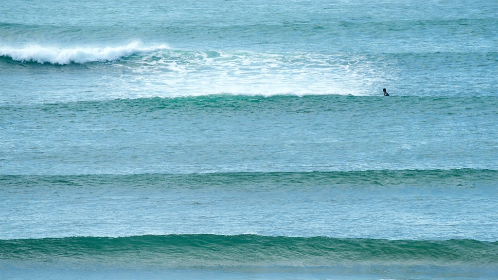 Phillip Island showing waves as well as an individual male