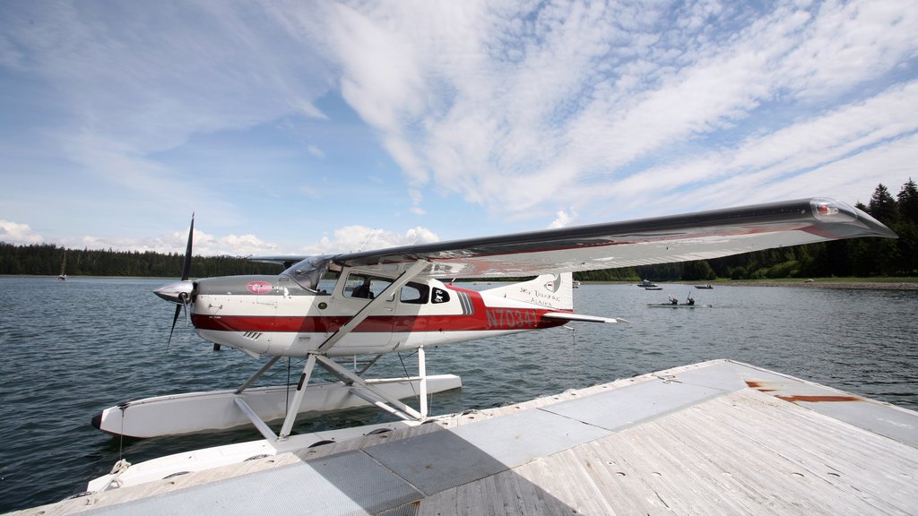 Parc National de Glacier Bay montrant baie ou port et avion