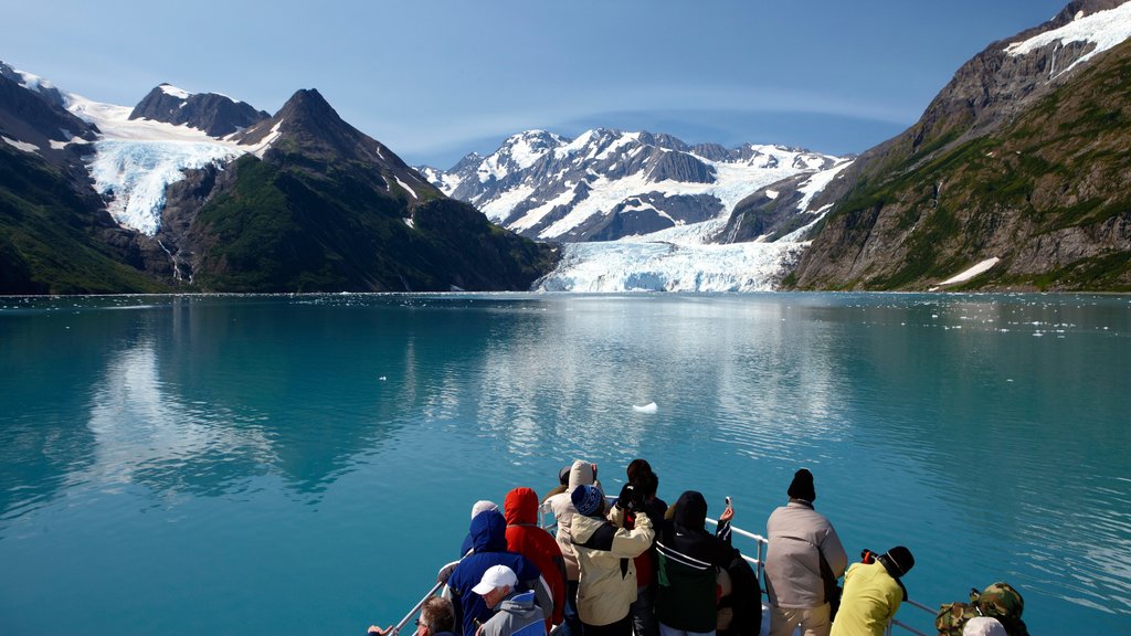 Alaska central del sur ofreciendo crucero, una bahía o puerto y montañas