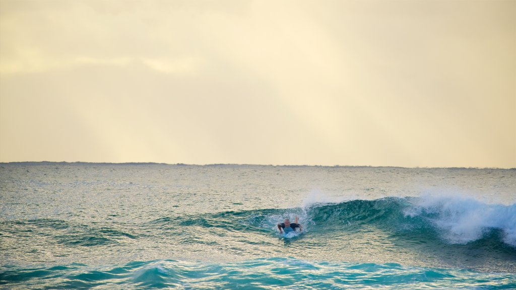 Blue Bay which includes surfing, a bay or harbour and waves