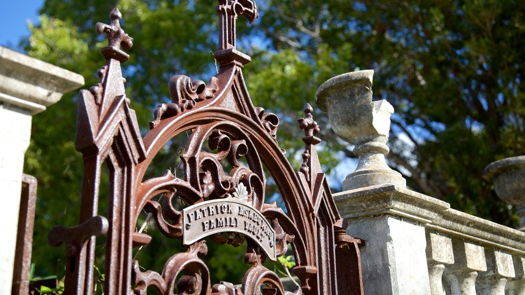 Key West Cemetery featuring signage and a cemetery