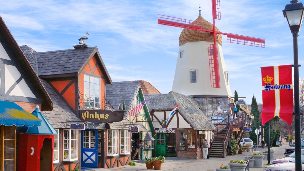 Santa Ynez Valley which includes shopping, a windmill and street scenes