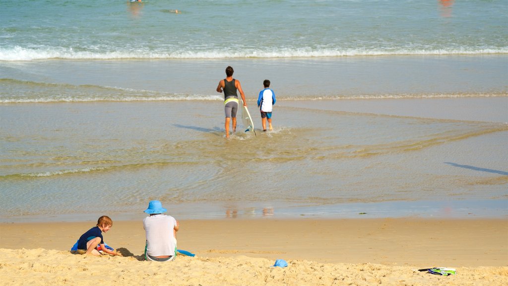 Main Beach Recreation Reserve featuring a sandy beach and general coastal views as well as a family