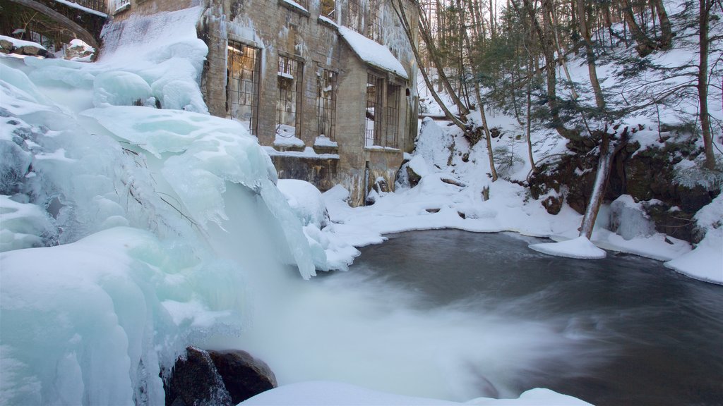 Gatineau Park featuring heritage elements and snow