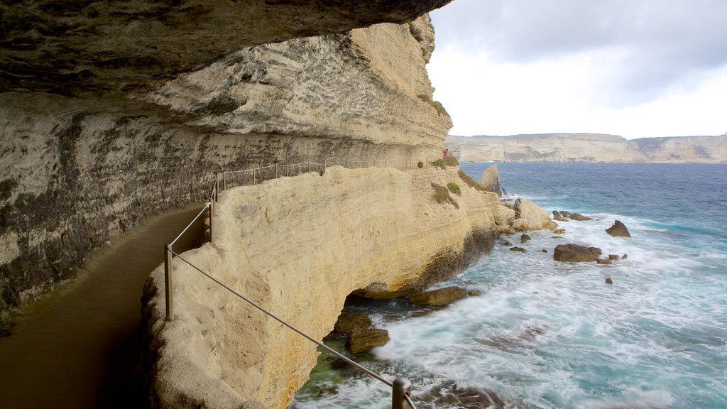 Escalier du Roi d\'Aragon showing rocky coastline