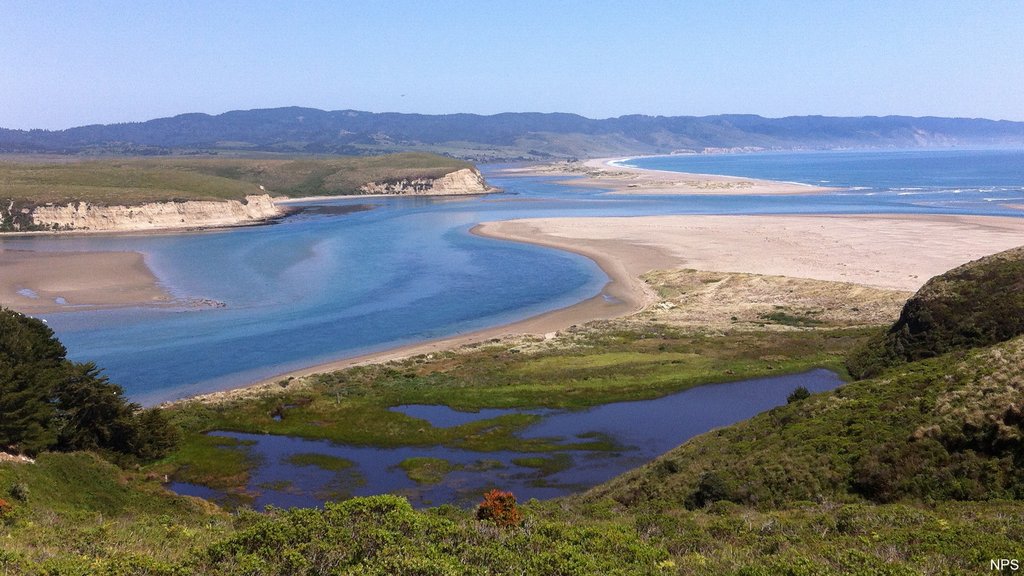 Point Reyes National Seashore featuring landscape views, tranquil scenes and a river or creek