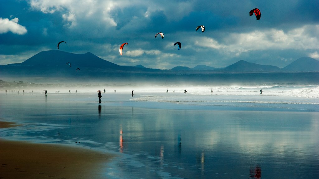 Lanzarote featuring general coastal views and kite surfing