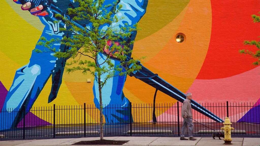 Cincinnati mostrando arte al aire libre y también un hombre