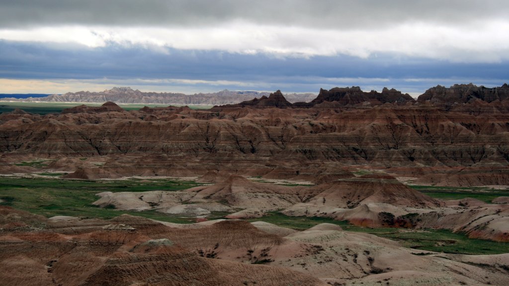 Badlands National Park showing tranquil scenes and landscape views