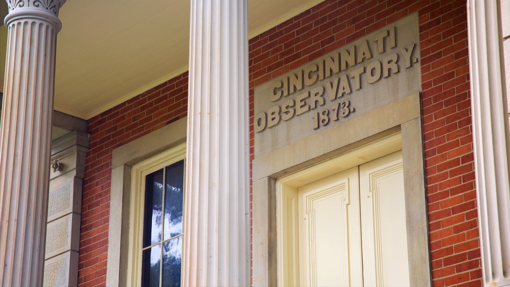 Cincinnati Observatory Center featuring an observatory and signage