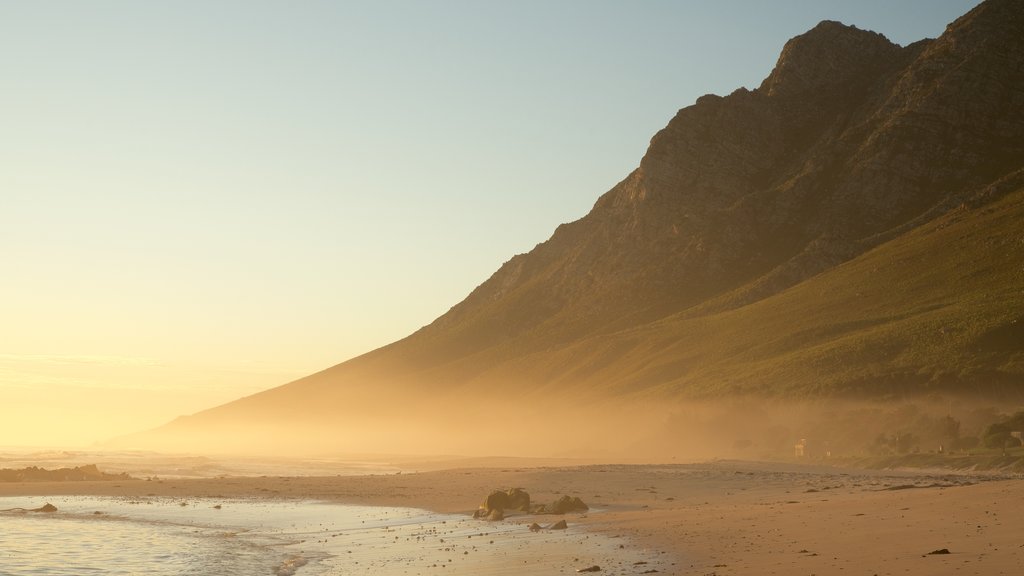 Kogel Bay Beach which includes a sandy beach and a sunset