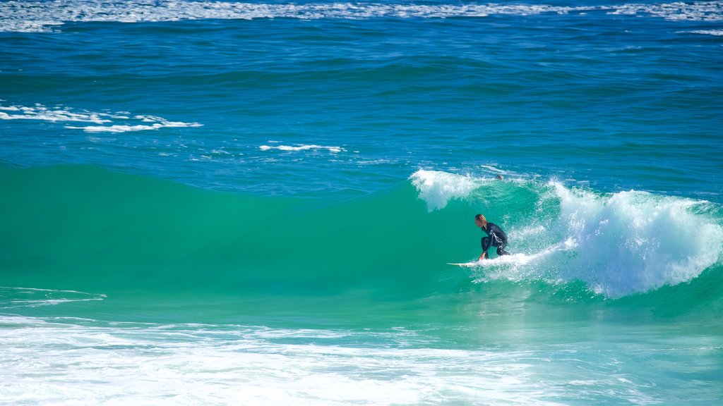 Llandudno Beach showing waves and surfing