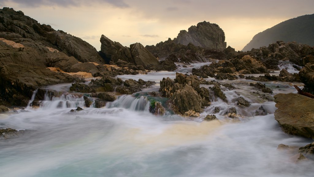 Tsitsikamma National Park showing surf and rocky coastline