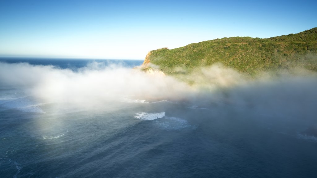 Mirador East Head mostrando costa rocosa, niebla o neblina y vista general a la costa