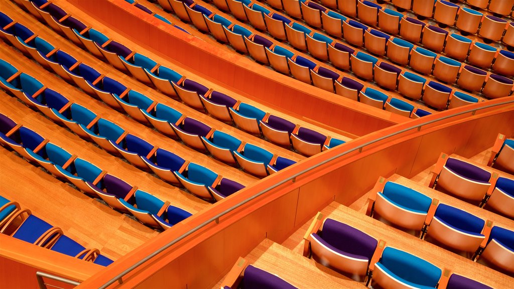 Kauffman Center for the Performing Arts featuring theater scenes and interior views