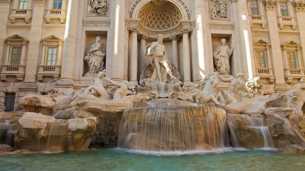 Trevi Fountain featuring a fountain, a city and heritage architecture