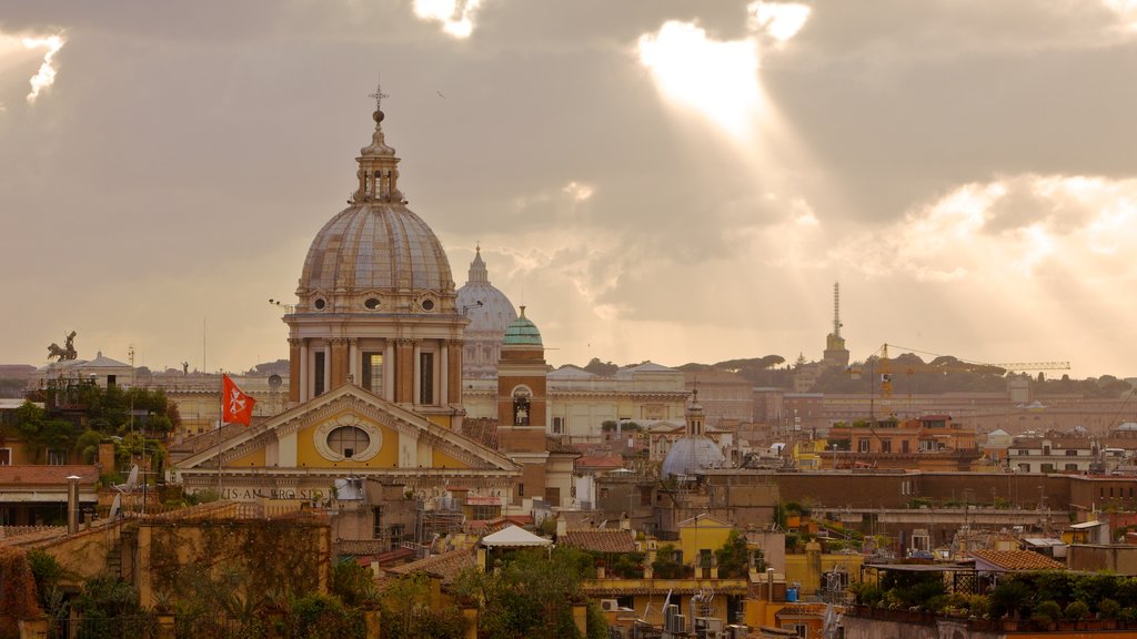 Spanish Steps showing heritage architecture, a church or cathedral and a city