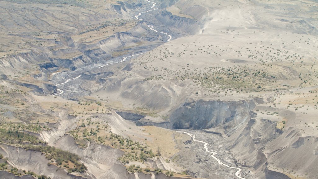 Mount St. Helens presenterar öknar, en ravin eller kanjon och landskap